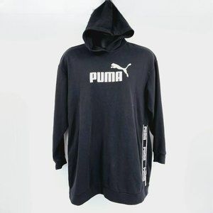 PUMA Dress Amplified XL Black White Hooded Spell Out Long Sleeve Sporty Relaxed